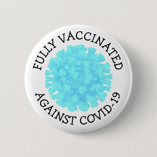 Macaron Rond 5 Cm Entièrement vacciné contre le Covid 19 Bouton