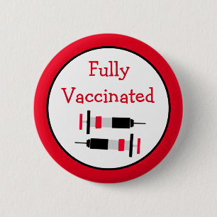 Macaron Rond 5 Cm Entièrement Vacciné contre le Covid-19 Bouton
