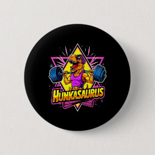 Macaron Rond 5 Cm Entraînement de gym Hunkasaurus T-rex Powerlifting