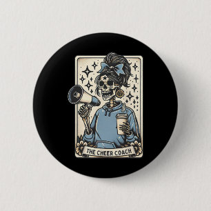 Macaron Rond 5 Cm Entraîneur de Cheer Tarot Carte Squelette Entraîne