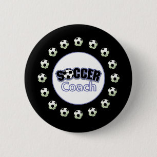 Macaron Rond 5 Cm Entraîneur de Football Merci, Ballons