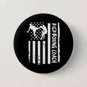 Macaron Rond 5 Cm Entraîneur de kickboxing Drapeau Usa Femmes Enfant
