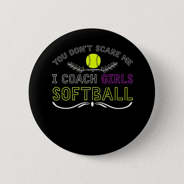 Macaron Rond 5 Cm Entraîneur De Softball Filles Amusantes (Devant)