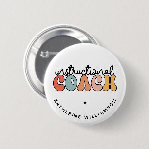 Macaron Rond 5 Cm Entraîneur pédagogique personnalisé Retro Entraîne