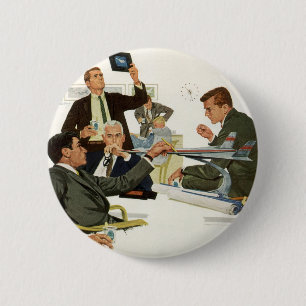 Macaron Rond 5 Cm Entreprise de Vintage, réunion de cadres de compag