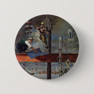 Macaron Rond 5 Cm Entreprise vintage, architectes et construction