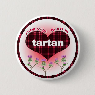 Macaron Rond 5 Cm Enveloppez votre coeur dans le tartan