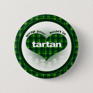 Macaron Rond 5 Cm Enveloppez votre coeur dans le tartan