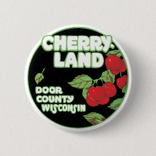 Macaron Rond 5 Cm Ephemera vintage, comté de Cherryland Door, Wiscon