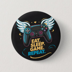 Macaron Rond 5 Cm Epic Gaming Gear. Manger. Dormir. Jeu. Recommencer