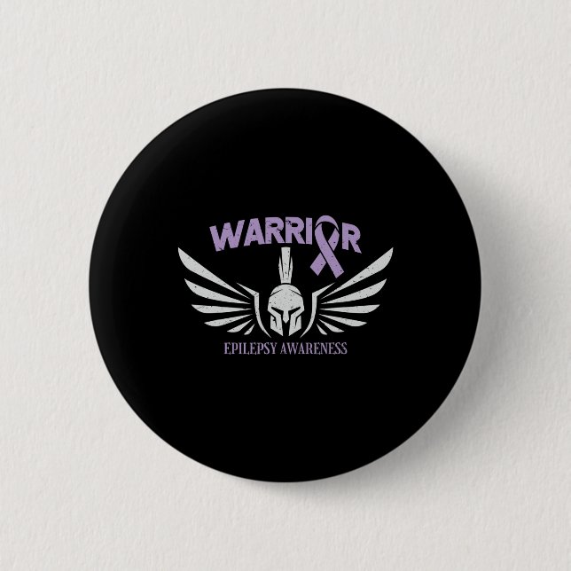 Macaron Rond 5 Cm Epilepsy Awareness Warrior Ribbon  (Devant)