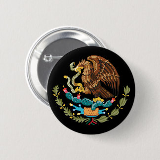 Macaron Rond 5 Cm Épinette du blason national du Mexique