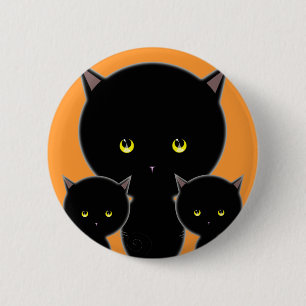 Macaron Rond 5 Cm Épingle à bouton de chat d'Halloween