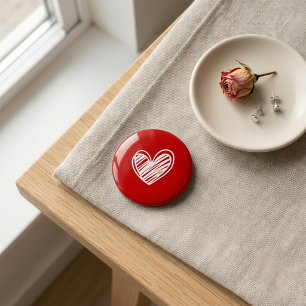 Macaron Rond 5 Cm Épingle à coeur rouge romantique