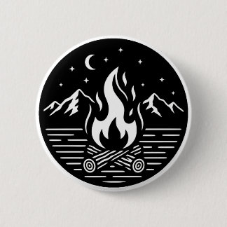Macaron Rond 5 Cm Épingle Aventure de feu de camp de nuit