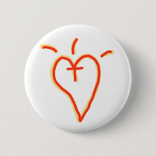 Macaron Rond 5 Cm Épingle cardiaque croisée
