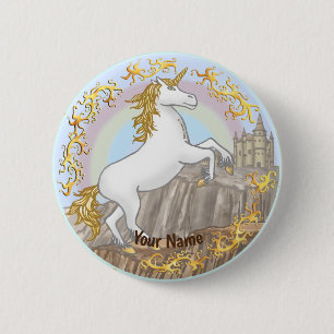 Macaron Rond 5 Cm Épingle Château Licorne 