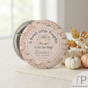Macaron Rond 5 Cm Épingle de Bébé Fête Petite Citrouille Pastel Oran