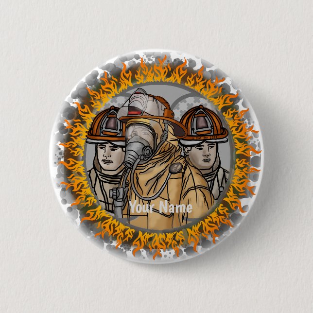 Macaron Rond 5 Cm Épingle de l'équipe des pompiers (Devant)