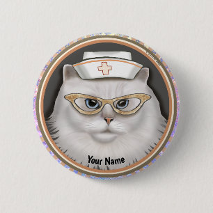 Macaron Rond 5 Cm Épingle de l'infirmière de chat perse