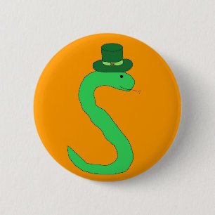 Macaron Rond 5 Cm Épingle de serpent irlandais vert