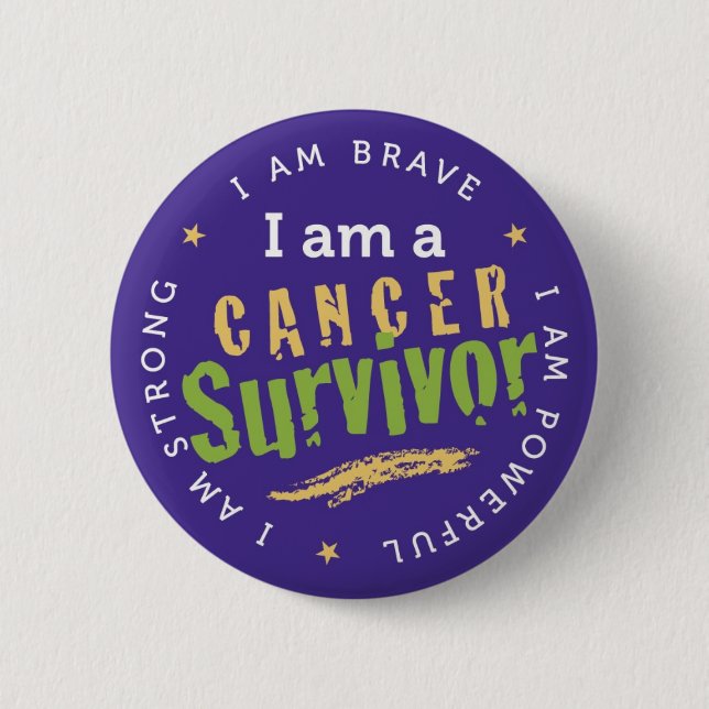 Macaron Rond 5 Cm Épingle de survivant du cancer (Devant)