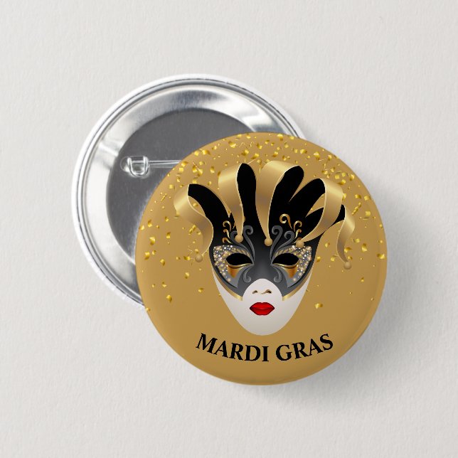 Macaron Rond 5 Cm Épingle du bouton Mardi Gras (Devant & derrière)