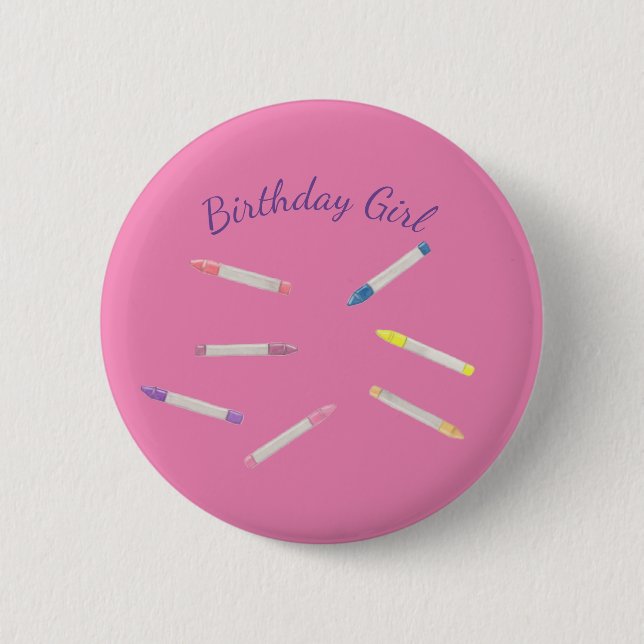Macaron Rond 5 Cm Épingle fille anniversaire (Devant)