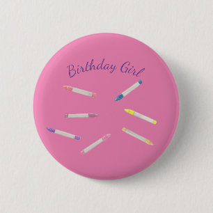 Macaron Rond 5 Cm Épingle fille anniversaire