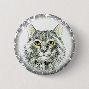 Macaron Rond 5 Cm épingle visage de chat