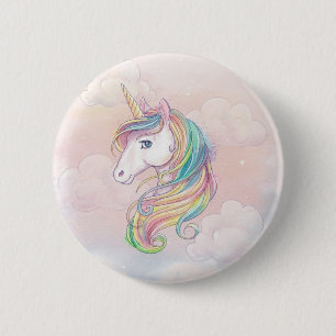 Macaron Rond 5 Cm épingles d'anniversaire de l'arc-en-ciel Unicorne