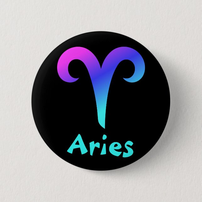 Macaron Rond 5 Cm Épingles du bouton zodiaque Aries (Devant)