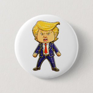 Macaron Rond 5 Cm Épinglette Chibi Cartoon Drôle Mème Pop Trump Heur