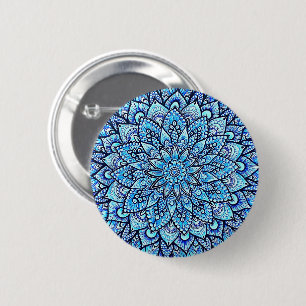 Macaron Rond 5 Cm Épinglette de conception de mandala dessinée à la