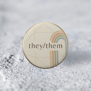 Macaron Rond 5 Cm Épinglette de fierté LGBTQ de pronom They/Them min