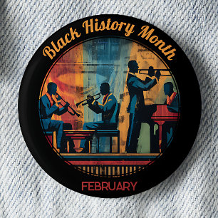 Macaron Rond 5 Cm Épinglette de groupe de jazz pour le Mois de l'his