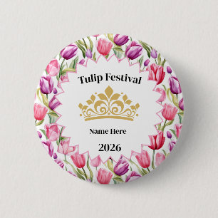 Macaron Rond 5 Cm Épinglette de la royauté du Festival de la Tulipe