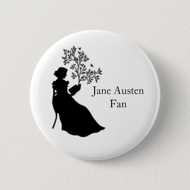 Macaron Rond 5 Cm épinglette Jane Austen Fan (Devant)