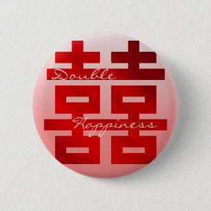 Macaron Rond 5 Cm Épousant le double bonheur "XI" : Insigne
