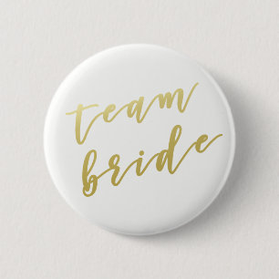 Macaron Rond 5 Cm Épouse d'équipe  Faux Gold Script White