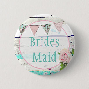 Macaron Rond 5 Cm Épouse Shabby Vintage Rustique Mariage Party Pin