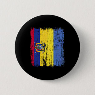 Macaron Rond 5 Cm Équateur Ukraine Demi-drapeau Équatorien Héritage