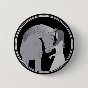 Macaron Rond 5 Cm Équestre équestre fille et cheval
