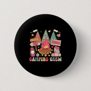 Macaron Rond 5 Cm Équipage de camping drôle feu de camp famille d'ét