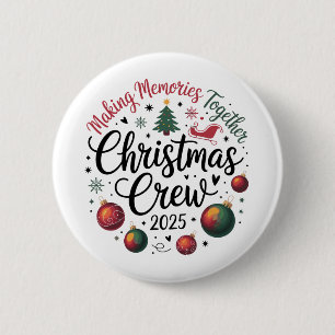 Macaron Rond 5 Cm Équipage de Noël 2025 Groupe familial correspondan