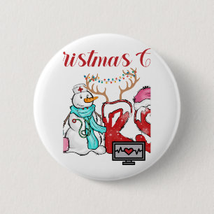 Macaron Rond 5 Cm Équipage de Noël de l'infirmière