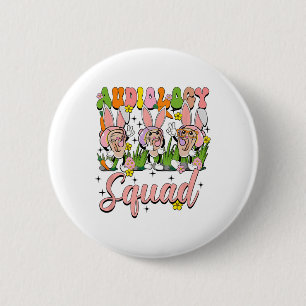 Macaron Rond 5 Cm Équipe d'audiologie Funny Lapin de Pâques