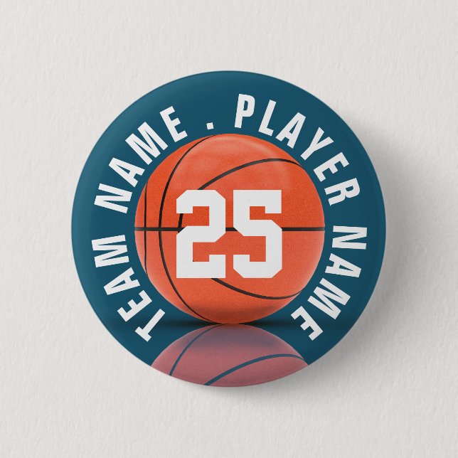 Macaron Rond 5 Cm Équipe de basket-ball personnalisée (Devant)