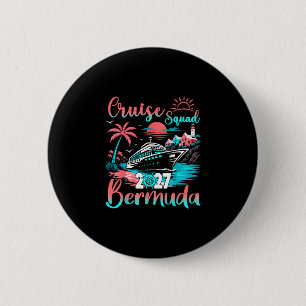 Macaron Rond 5 Cm Équipe de croisière bermuda 2027 vacances tropical