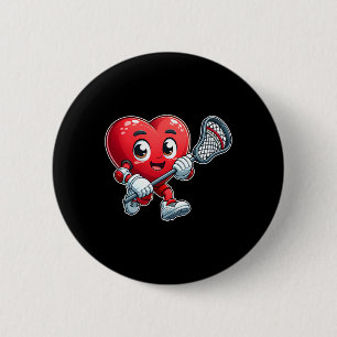 Macaron Rond 5 Cm Équipe de crosse de la Saint-Valentin Heart Joueur